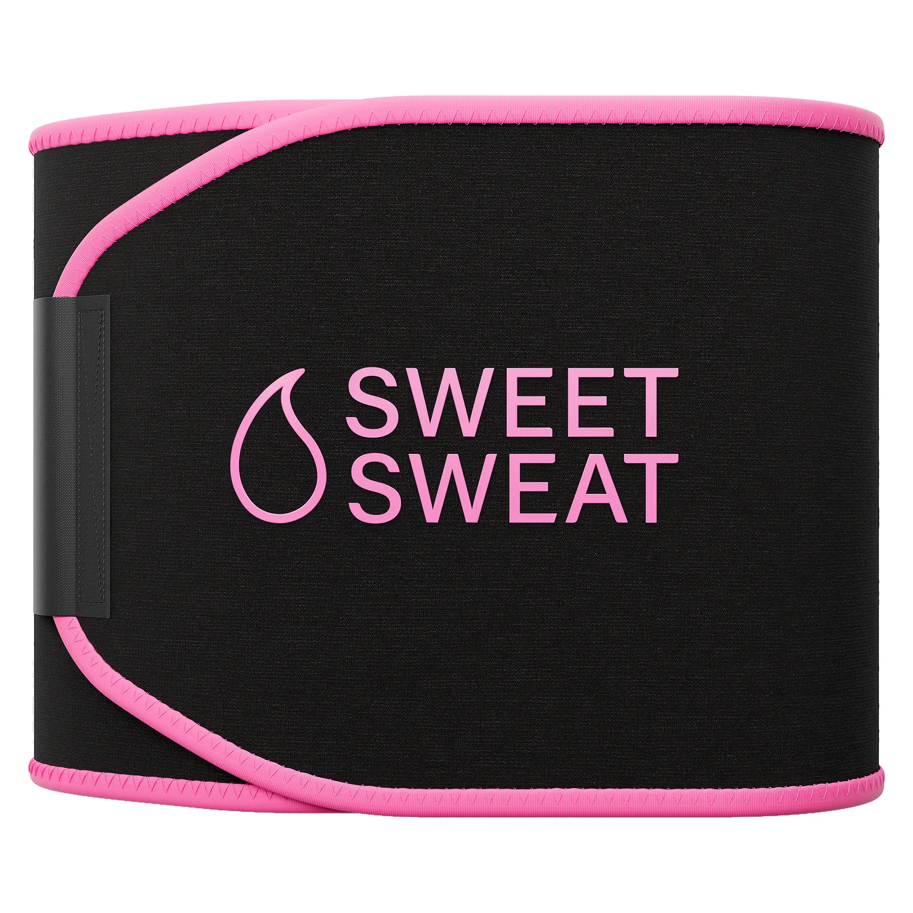 Sweet Sweat Ab Trainer for Women and Men - Sweat Band Waist Trainer Belt for High Intensity Training and Gym Workouts, 5 Adjustable Sizes - Black/Pink