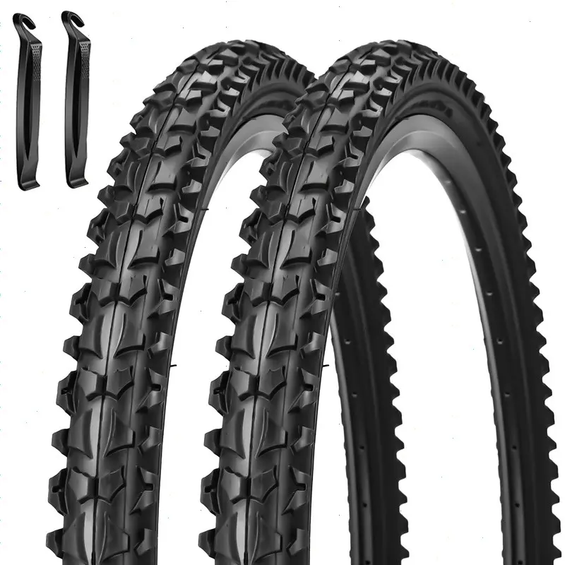 2 Pack 26 Inch Mountain Bike Tires 26 x 2.125 57-559 Bicycle Folding Replacement Tire Bicycle Parts with Good Grip, Stability and Tread Pattern for 26 x 1.95/2.10/2.125 Cycling MTB Bicycle on Road Conditions