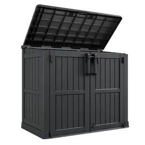 Outdoor Storage Box (White/Black) -  126.5"D*73.1’W*110”H, 36 Cu Ft Capacity, Waterproof Resin with Lockable Latch, 15 Lbs/Sq Ft Roof Load, Durable Solid Plastic Organizer-Christmas Gifts.