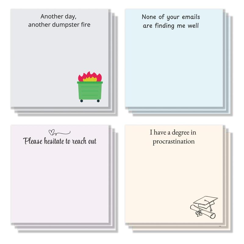 Funny Office Sticky Note, 4 Counts 3x3 Inch 50 Sheets Funny Letter Note ...