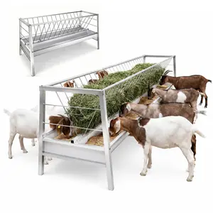 55 Gallon Pasture Hay Feeder, heavy-duty galvanized steel livestock feeder with 22 Gallon feed pan. Easy to assemble, designed for outdoor pastures. Suitable for goats, calves, cows and horses.