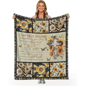 Sunflower Gifts Christian Blanket Throw - Sunflower Lovers Super Warm Soft Plush Lightweight Flannel Blanket