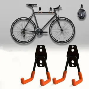 Two Heavy-Duty Metal Hooks for Bicycles - Wall-Mounted Storage Rack, Suitable for Ladders, Bikes, Tools - Space-Saving, Easy to Install, Durable Aluminum Construction, Bike Storage Rack, Stylish Design, Sturdy Build, Bike Accessories, Bicycle Stand Rack