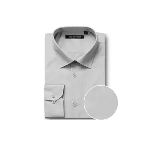 Mens Classic Fit Spread Collar Dress Shirt in Grey