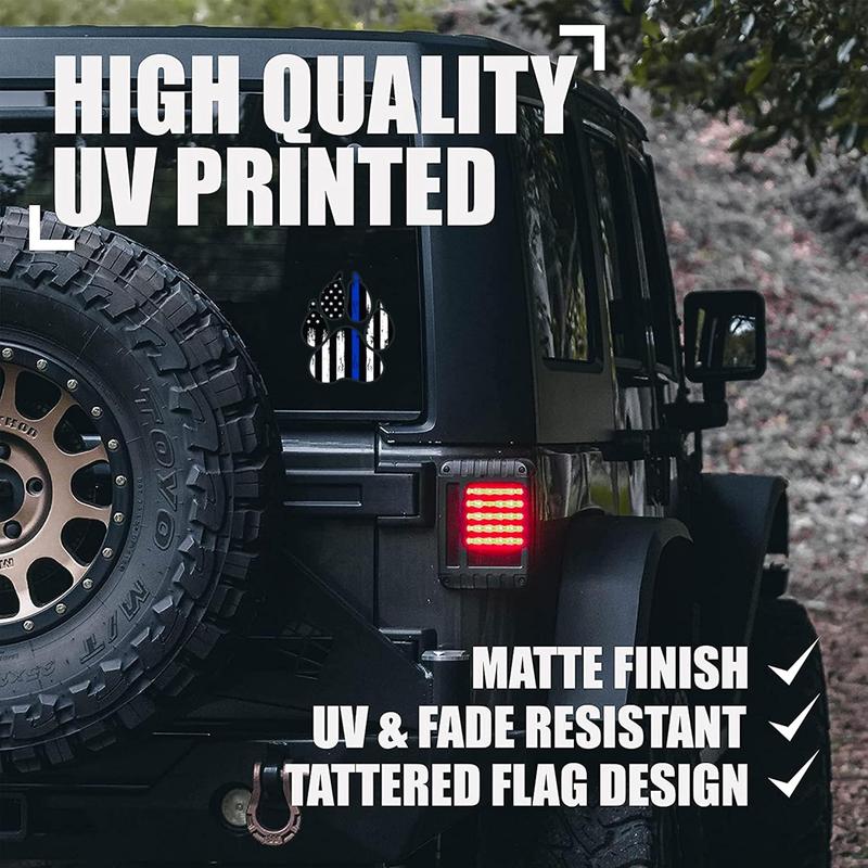 Thin Blue Line Dog Paw Decals 4 Inch X 3.6 Inch Window Decal Sticker Police Blue Line Sticker 2X3 US American Flag Stickers for Cars Car Stickers (Clean Dog Paw)