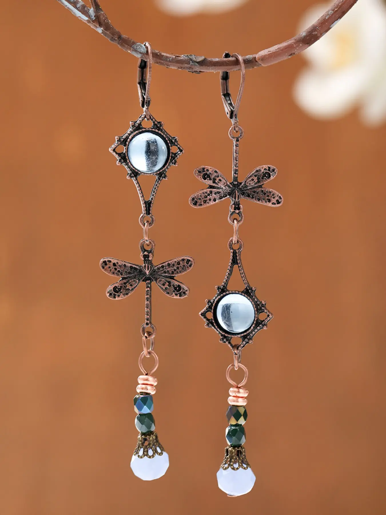 Bohemian Ethnic Style Colorful Beaded Dragonfly Long Earrings for Women, Vintage Distressed Casual Party Holiday Jewelry Gift, Fashionable Jewelry Accessories, Trendy Jewelry