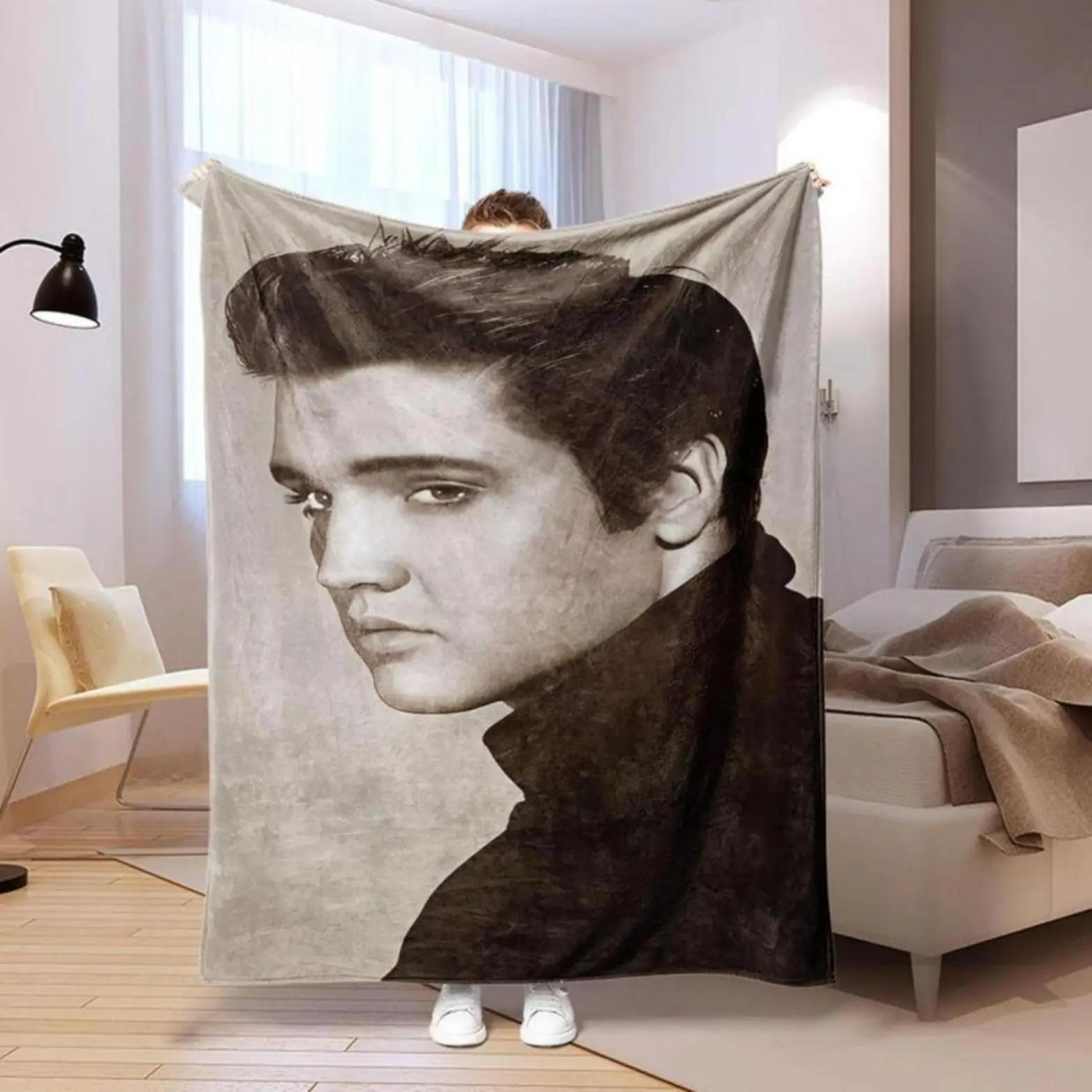 Classic Elvis Presley Pattern Throw Blanket - Soft, Comfortable, Breathable, Wrinkle Resistant, Flat Weave All-Season Blanket for Home, Office Use, All Seasons