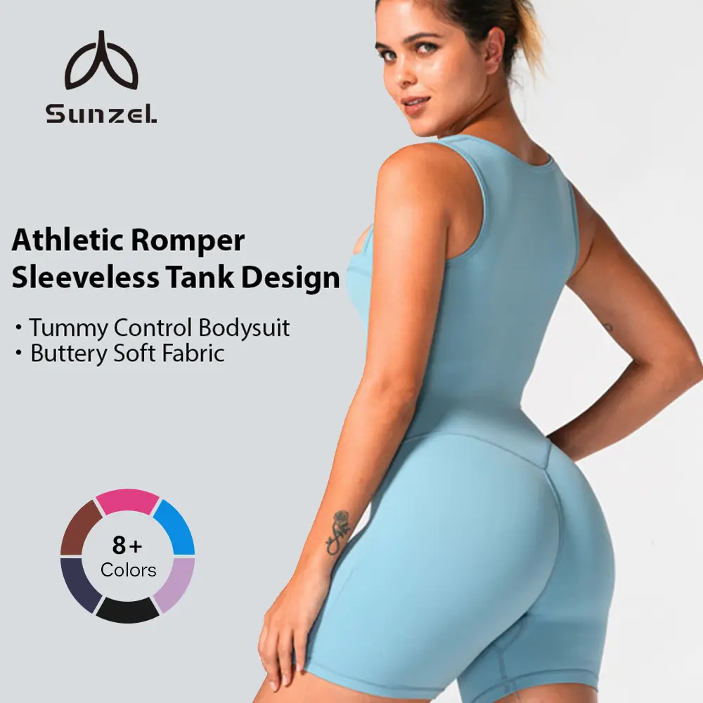 Sunzel Women's Athletic Romper - Premium Lycra Fabric, 4-Way Stretch, Scrunch Butt, Tummy Control, Activewear Fitness, Athletic Style Activewear, Buttery Soft Summer Jumpsuit, Gym Clothing
