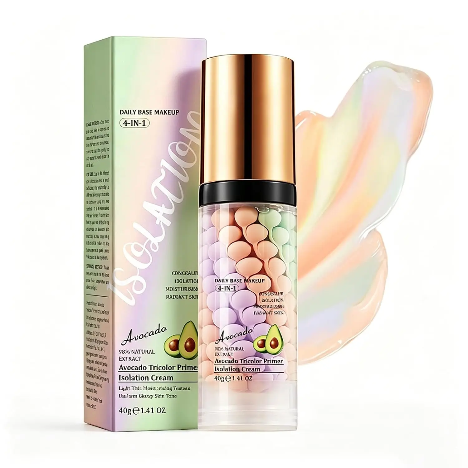 4 In 1 Primer for Face Before Makeup,Avocado IsolationCream Tinted Moisturizer, Color Corrector Face PrimerMakeup, Blurs Imperfections Oil Concealer & Hydrating SkinTone Correcting, Radiance Skin