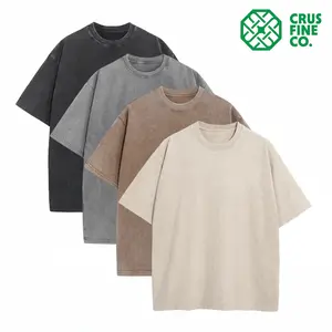 4-pack of plus-size solid color retro washed loose T-shirts, waterproof and machine washable pure cotton sweatshirts