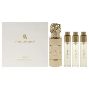 Rose 01 by Swiss Arabian for Unisex - 4 Pc Mini Gift Set 3 x 10ml Perfume Spray, 1 Metal Case