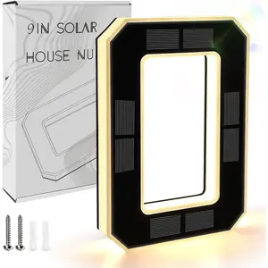 9 Inch Solar Lighted House Numbers for Outside, Light Up  LED Address Numbers Signs for Houses, Large Personalized Illuminated Exterior Modern House Numbers Light (0-Black, 9IN)