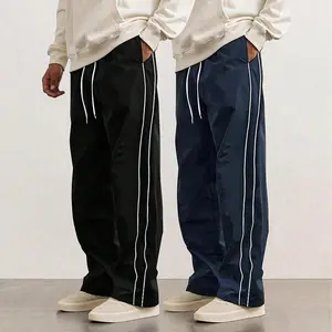 2-Piece Men's leisure Striped Pants Spring Autumn Trendy High Street Casual Loose summer Versatile Sports Trousers Men