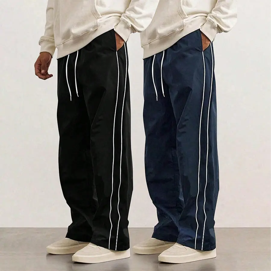 2 Piece Men's leisure Striped Pants Spring Autumn Trendy High Street Casual Loose summer Versatile Sports Trousers Men