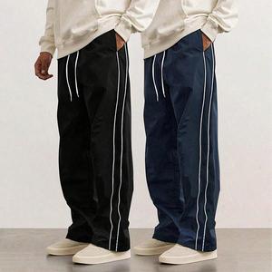 2-Piece Men's leisure Striped Pants Spring Autumn Trendy High Street Casual Loose summer Versatile Sports Trousers Men