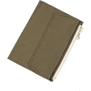 Canvas Zipper Pocket for Travelers Notebook, 1 Insert Pouch Refill for TN Accessories Paper Card Holder Storage Bag (Passport Size,Olivegreen)