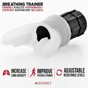 BreatheForce Pro Lung & Breathing Exerciser with Silicone Mouthpiece for Fitness Training - Adjustable Resistance Levels & 4 Color Options