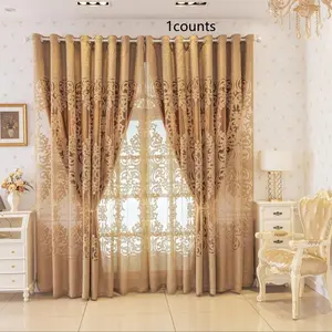 European Style Curtain, 1 Count Luxury Living Room Semi-shaded Sheer Curtain, Modern and Simple Bedroom Balcony Curtain, Home Decor, Window Curtain, Curtain Replacement