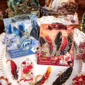 15 Sheets/bag Pet Sticker Pack, Feather Theme Series, Journal Supplies, Water Bottle Decoration Stickers, Stationery Accessories