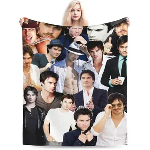 Ian Somerhalder Blanket Soft and Warm Lightweight Fluffy Throws Blankets Gift for Beach Yoga Bedroom Living Room Decoration Sofa Camping Trip Dorm Decor All Season