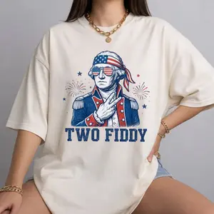 Comfort Colors Two Fiddy George Washington T Shirt, Patriotic Meme, 4th Of July Shirt, Founding Fathers Tee, Unisex Short Sleeve Tee, Classic Streetwear,graphic