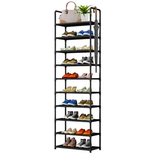 10 Tier Shoe Rack (69.3H x 17L x 11.1W in) Organizer Space Saving Shoe Rack Storage Sturdy Metal Shoe Tower for Wardrobe Entry Bedroom, Black Deals For You Days