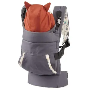 Hands-Free Ergonomic Baby Wrap Carrier, Koala Bear & Fox Theme, Face in Front Carry and Back Carry with Removable Character Hood for Infants and Toddlers 12-40 lbs