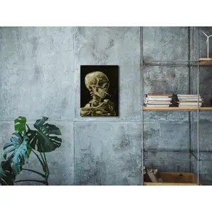 Skull of a Skeleton with Burning Cigarette, 1886 by Vincent Van Gogh Canvas Wall Art for Home Decor and Wall Decor Post-impressionism Canvas Prints Pictures Artwork