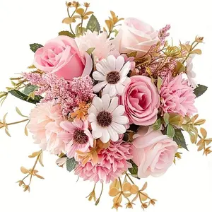 Realistic Touch Artificial Flower Bouquet, and Peony, Fake Flowers for Outdoor, Perfect for Weddings, Birthdays, Mother's Day, Indoor Outdoor Decor