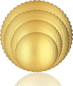 4 count Cake boards, 6, 8, 10 and 12 Inch Cake Base Cardboards, Cake Circle Base for Cake Decorating, Golden