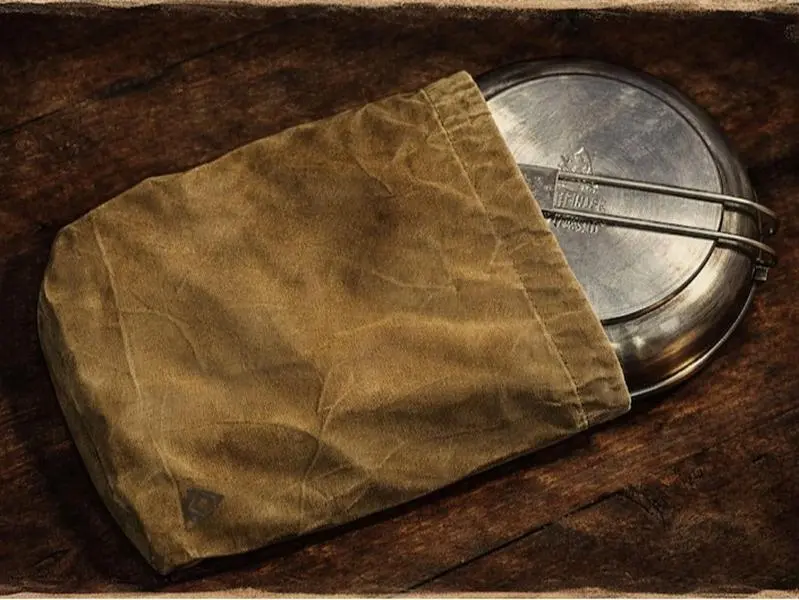 Waxed Canvas Camp Skillet Bag: Vintage Cookware Storage