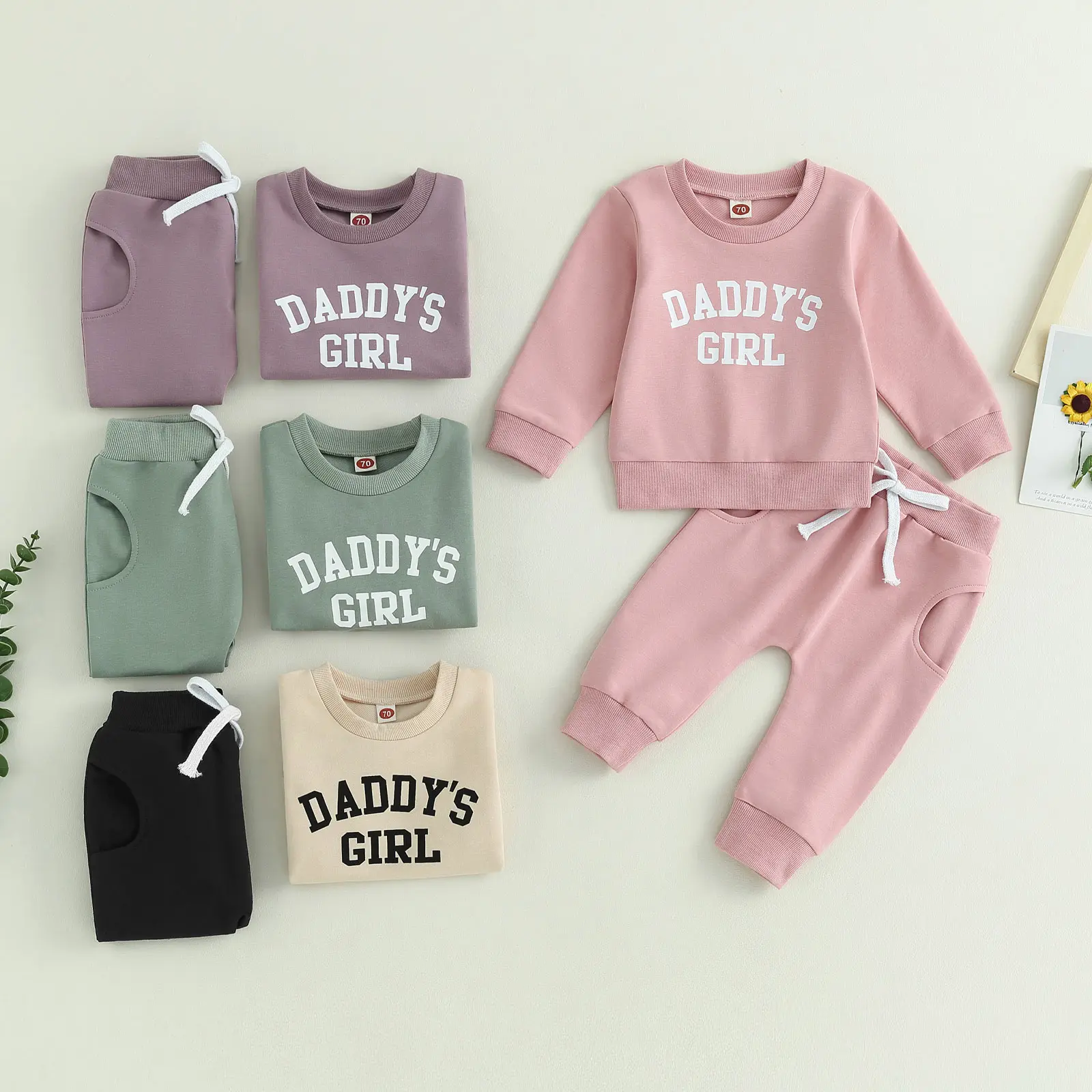 Ma&Baby Toddler Baby Girl Outfit Daddys Girl Clothes Long Sleeve Sweatshirt Pants Set 2 Piece Winter Baby Clothes 0-3 Years