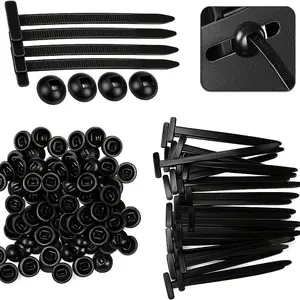 50PCS Nylon Universal Cable Tie Buckle – Heavy Duty Self-Locking Zip Ties with Pin & Button,  Heavy Duty Plastic Rivet T Zip Ties Style，UV Resistant Nylon Clips Replace Screws for Car Body, Bumper, Engine Guard & Multipurpose Cable Management