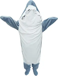 Wearable Shark Blanket — Ultra-Soft & Cozy Shark Hoodie, Blue, One Size