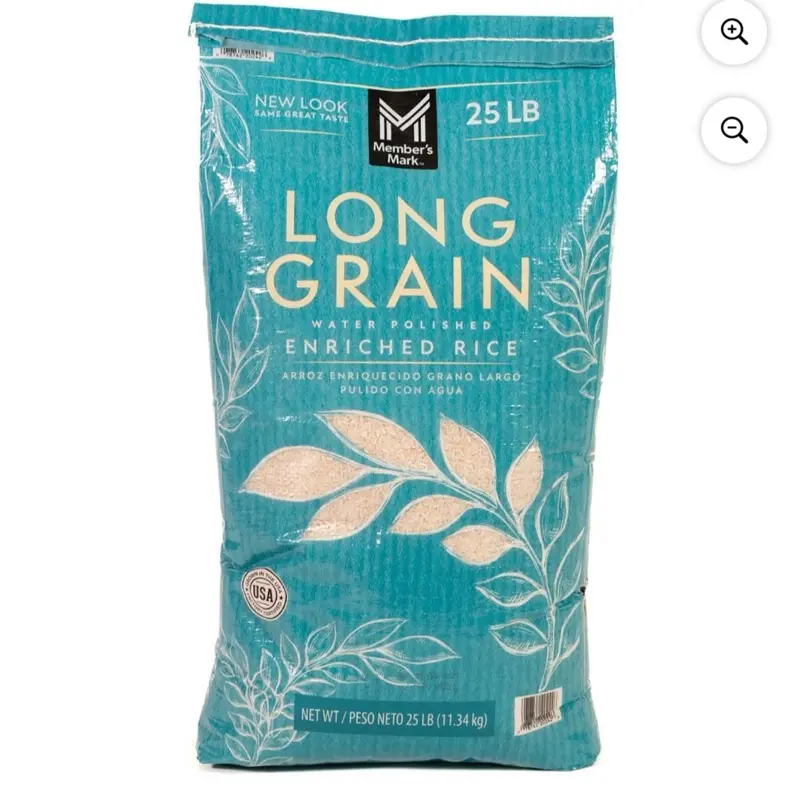 Member's Mark Long Grain White Rice 25 lbs Water Polished Enriched Rice USA 1 Bag