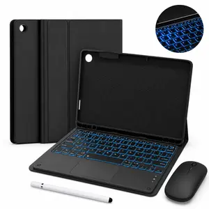 For Samsung Galaxy Tab A11 Plus/A9 Plus 2026/2023 11 inch Case with Keyboard, Ultra-Light Magnetic Folio Keyboard Cover with Multi-Touch Trackpad, 7-Color Backlit Wireless Keyboard, Stylus Holder, Wireless Mouse, Stylus & Keyboard Protector Film