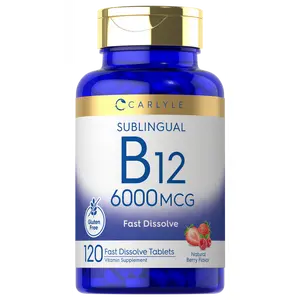 Carlyle Vitamin B-12 6000mcg | 120 Fast Dissolve Tablets | Natural Berry Flavor | Cyanocobalamin & Methylcobalamin | Vegetarian, Non-GMO, and Gluten Free Sublingual Supplement