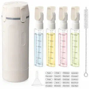 4-in-1 Travel Dispenser Bottle, Leak-Proof Refillable Silicone Squeeze Container with Lock, Compact and Lightweight Toiletry Organizer, Easy to Carry, Ideal for Business Trips, Vacations, and Frequent Travelers summerwins