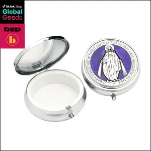 Mini Rosary Jewelry Box, Cross Pendant Storage Case, Portable Prayer Beads Holder for Catholic Accessories