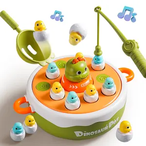 Jumping Dinosaur Fishing Toy, 3-In-1 Family Interactive Educational Toy, Montessori Learning Gift for Kids Aged 3+, Requires Aa Batteries