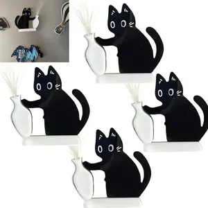 1/2/4/6/8 PCS Cat Whisker Keepsake Magnet Acrylic, Cat Whiskers Holder, Acrylic Memorial Decor Refrigerator Magnet, Pet Memorial Decor Refrigerator Ornament, Cute Desk Wall Decor Cat Fur Holder for Animal Collection Lovers, Fridge Magnets