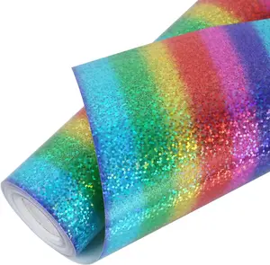 Holographic Iron on Heat Transfer Vinyl Roll HTV (12"x5',Rainbow)