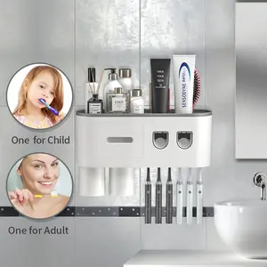 Wall-mounted toothbrush holder with automatic dispenser, 1-2 slots, magnetic cup, cosmetic drawer and storage tray - stylish black bathroom organizer Teak Corner Shower Spa Mat cozy  foot scrubber Memory Foam Non-Slip  Mats Set Full Body Bath Pillow