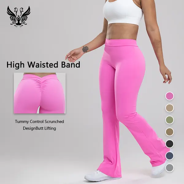 YIZHEN Women's High Waisted Leggings - Scrunched Butt, Slimming Flare Bottoms, Body Hugging Compression Garment, Tummy Control Stretchy Pants for Gym & Daily Athleisure