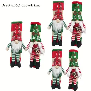Christmas 2024 Gnome Design Fridge Door Handle Cover, 6 Counts/set Cute Faceless Man Kitchen Appliance Door Handle Cover, Decorative Door Handle Protector, Room Decorating Supplies, Home Ornaments