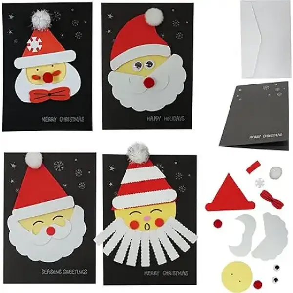 4E's Novelty 12 Pack 2024 Christmas Card Making Craft Kit for Kids & Adults - Individually Wrapped Holiday DIY Handmade Greeting Cards with Envelopes