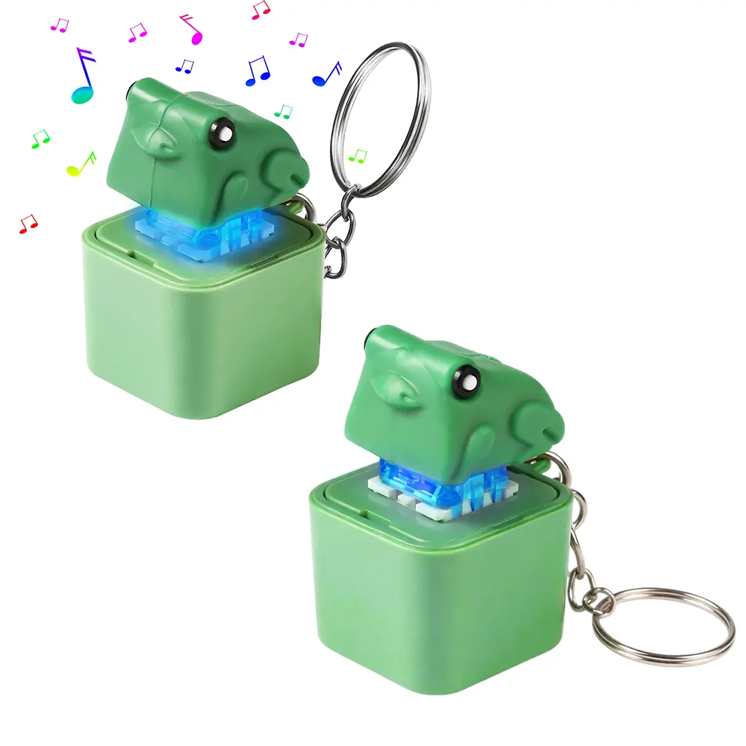 Cute Frog Animal Keyring - Plastic Body, Glowing Effect, Sound Function, with Batteries, Holiday Festive Ornament Pendant, Birthday Gift Ideas for Home & Party Decor
