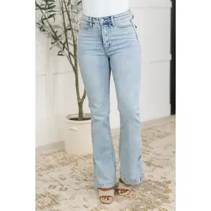 Alexis High Rise Control Top Slit Hem Slim Bootcut Jeans