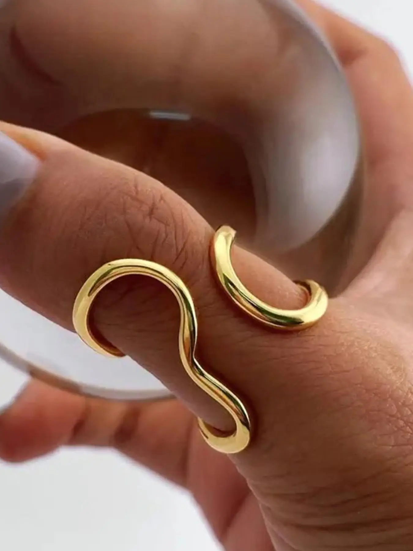 Minimalist Temperament Irregular Line Design Cuff Ring, Fashion Accessories for Women & Girls, Trendy All-match & Exquisite Jewelry for Birthday Gift