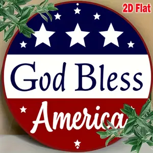 Decorative Signs And Plaques in Format, Patriotic And Sacred American Glory Hanging Sign - Heavy-Duty Independence Day Decoration with Navy Blue And Red Stars, 8X8 Inch Wall Decor Resembling The American Flag